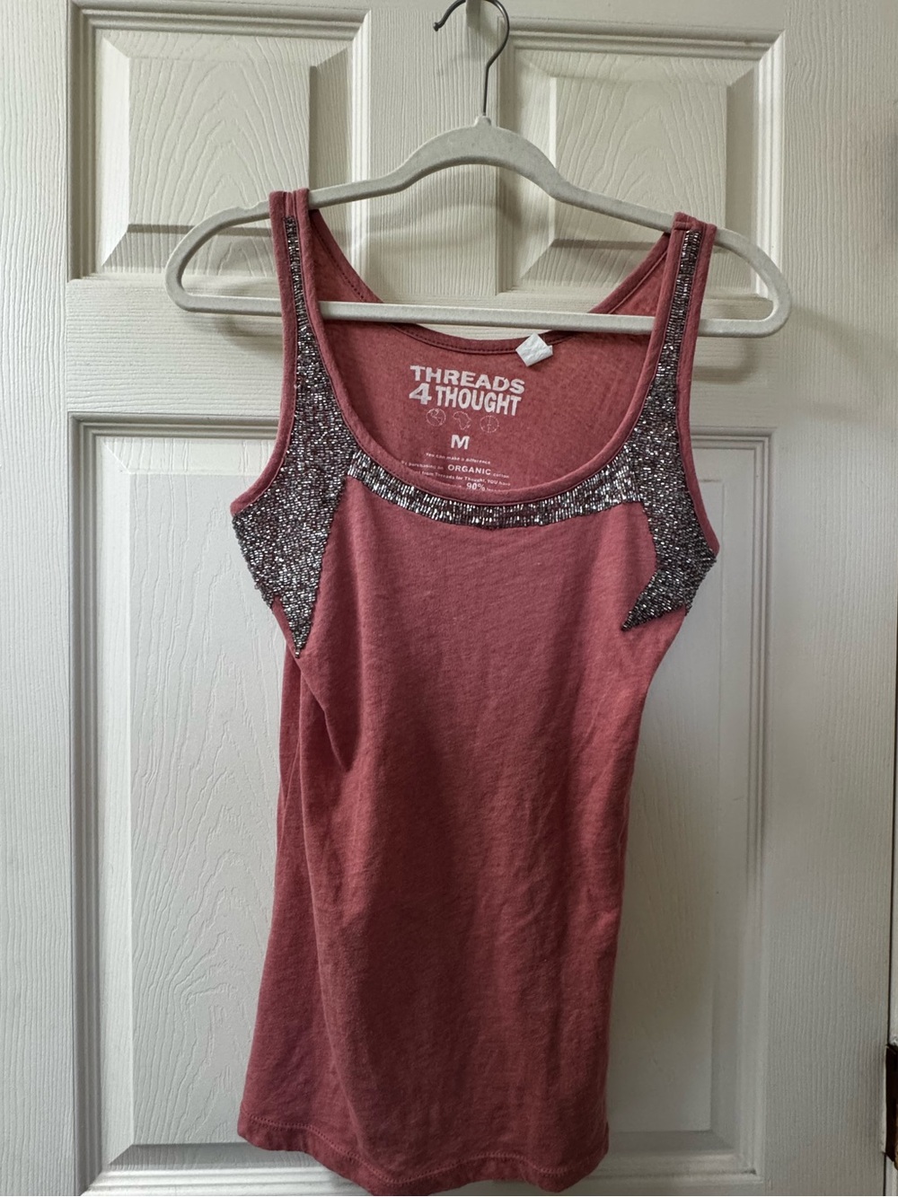 Thread 4 Thought Pink Beaded Tank Top — Size M